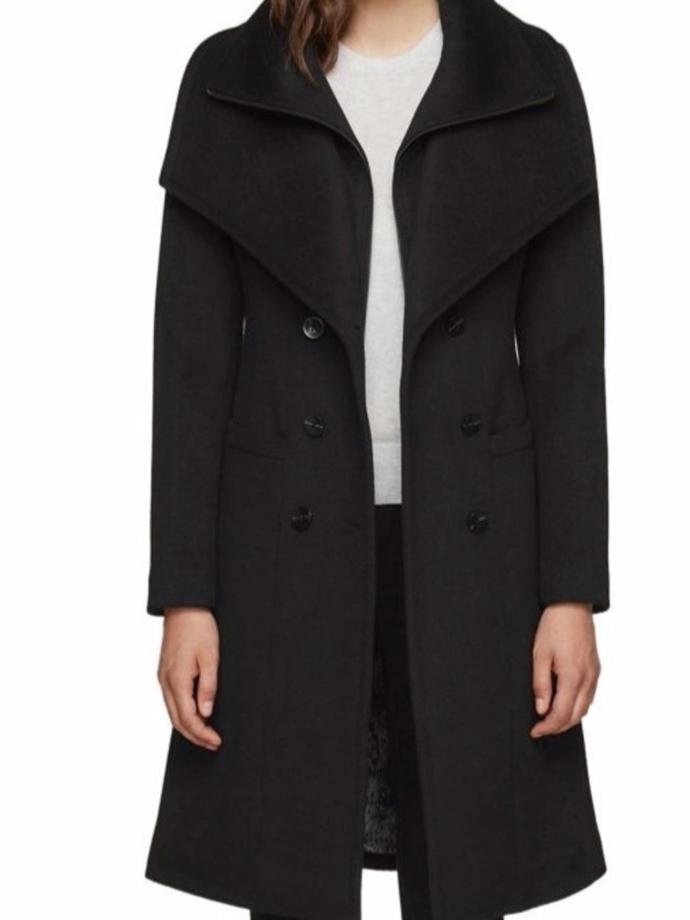 Soia & Kyo Black Double-Breasted Wool-Blend Jacket